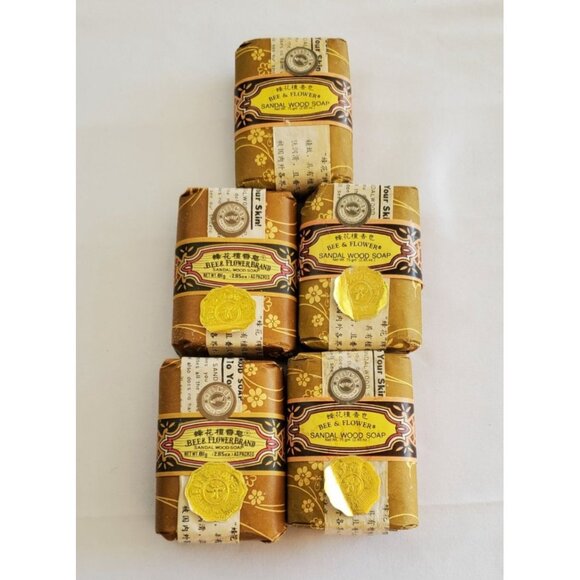 Bee & Flower Sandal Wood Soap Bars - LOT OF 5 - Picture 2 of 6